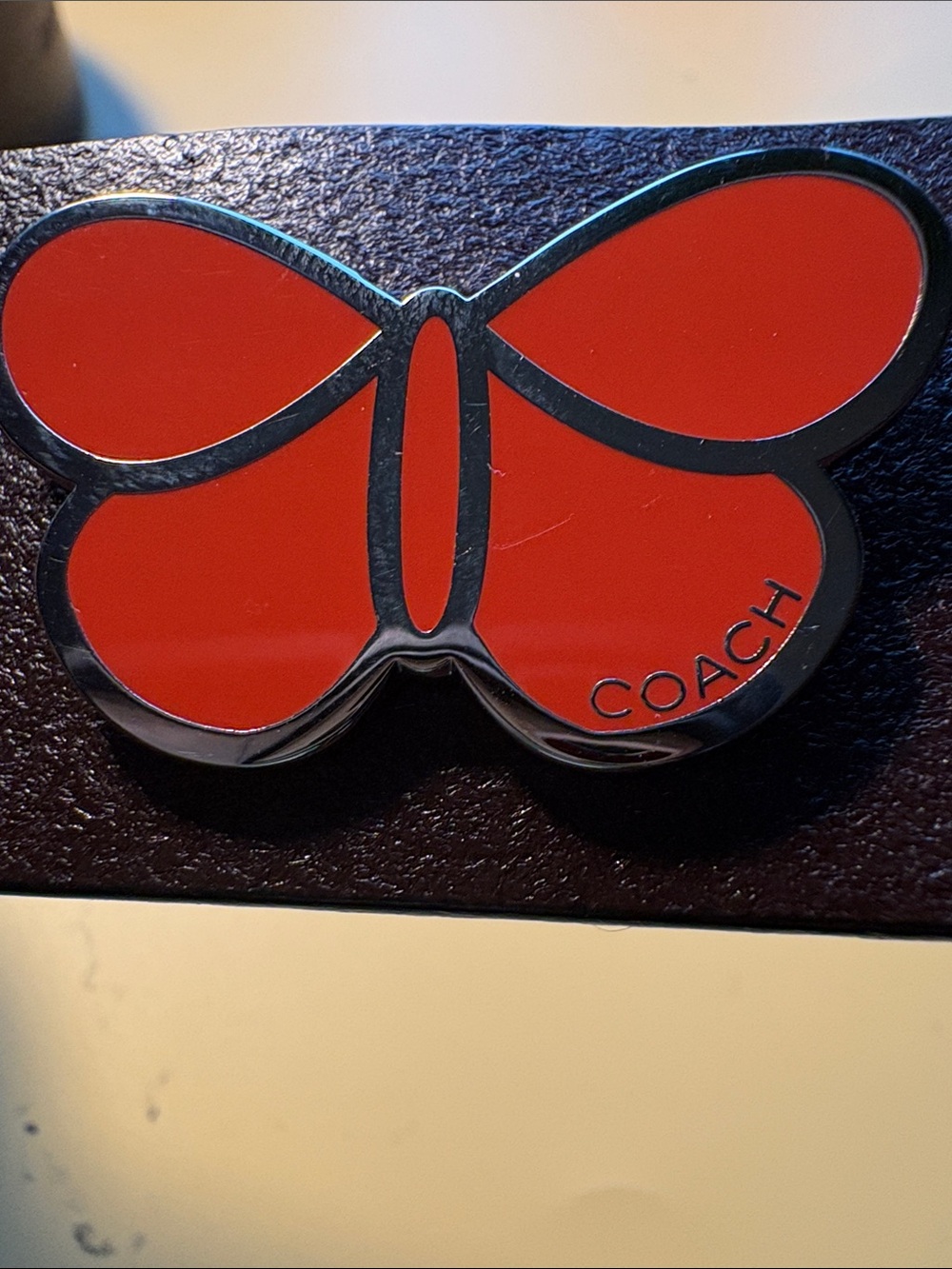Coach Pin Orange/Red Butterfly